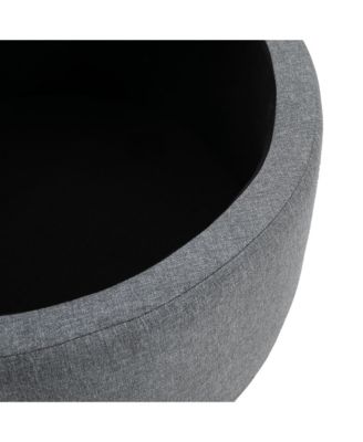 Upholste Round Linen Storage Stool Footrest of Button Tufted