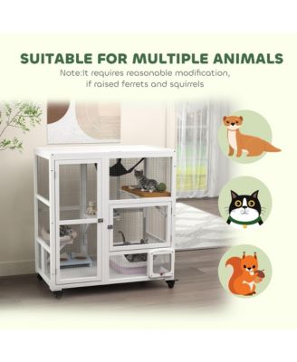 Indoor Cat Enclosure on Wheels, Cat House with Openable Top,