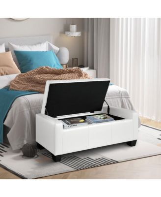 Home Modern Ottoman Storage Bench Seat Footrest Sofa Shoe Faux Leather