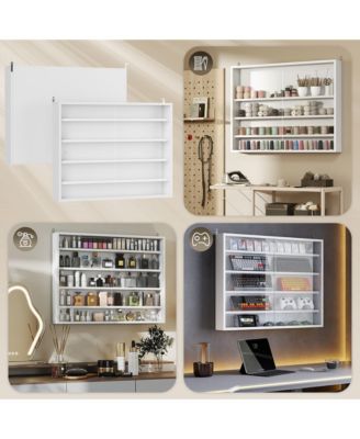 31.5" Glass 5-Tier Display Cabinet 4 Adjustable Shelves Freestanding Storage Showcase with Doors