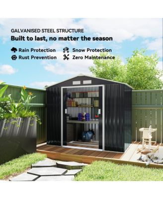 7&#39; x 4&#39; Storage Shed Garden Tool House w/ Vents Doors Dark