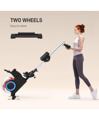 Foldable Water Rowing Machine with Wheels for Home Gym,
