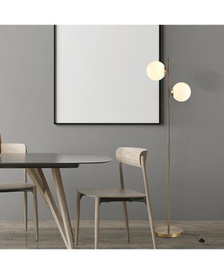 Modern Floor Lamp with 2 Globe Lamp Shade Reading Sding Light
