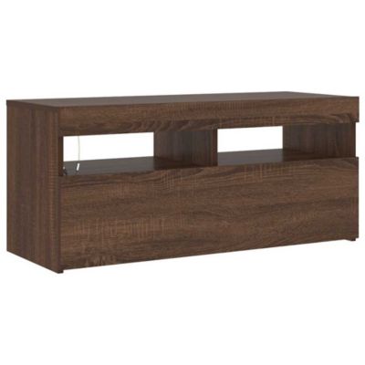 TV Stand with LED Lights Brown Oak 35.4"x13.8"x15.7"