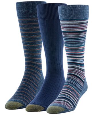 Gold Toe - Men's 3-Pack Frankie Stripe Reinforced Toe Crew Socks