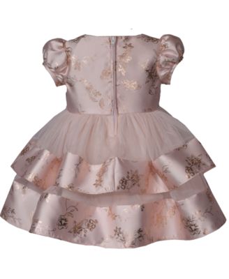 Baby Girls Foiled Floral Tiered Party Dress