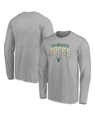Fanatics - Men's Heather Gray Milwaukee Bucks Team State Pride Long Sleeve T-Shirt