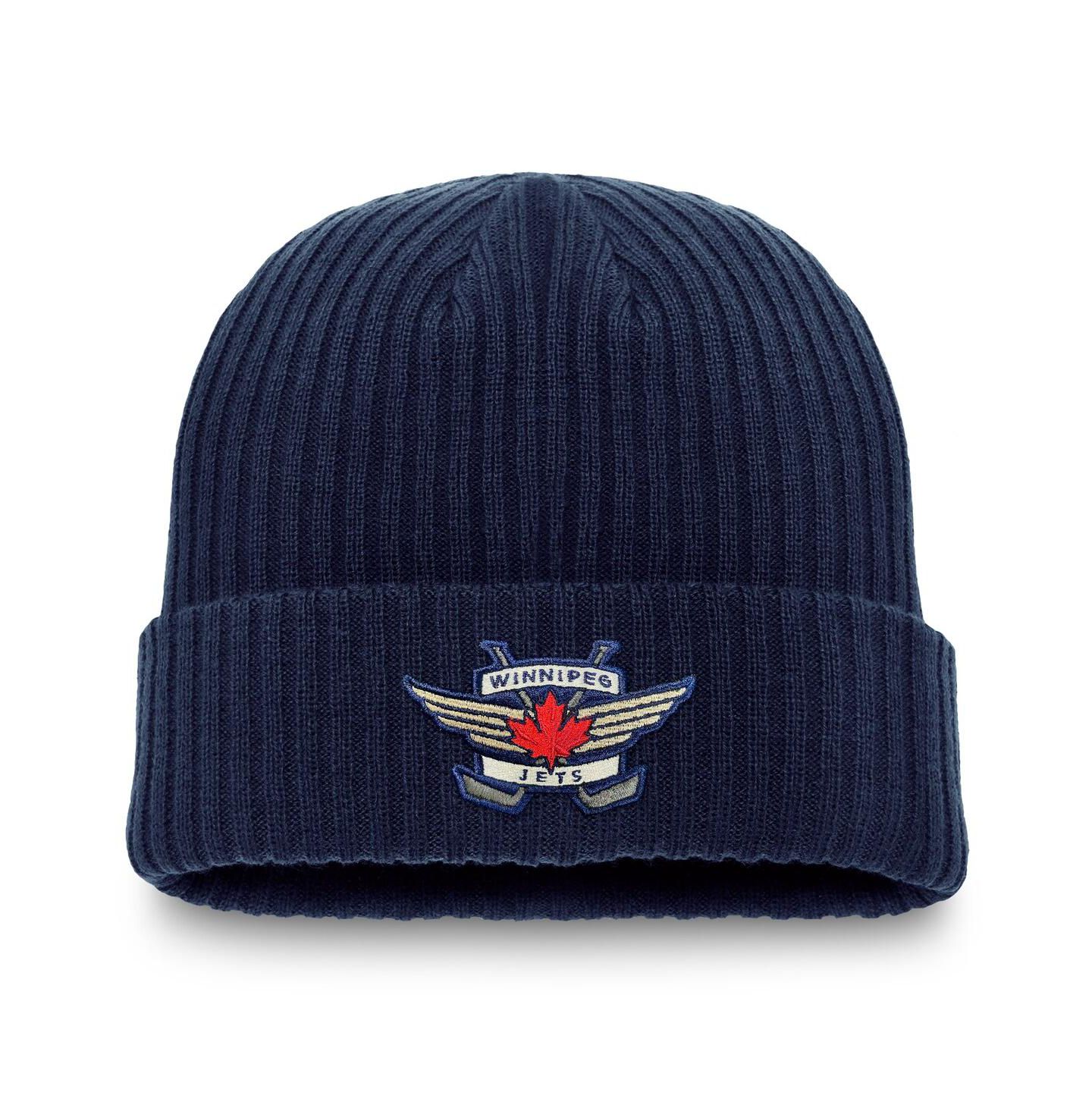 Мужская шапка Fanatics Navy Winnipeg Jets Component Cuffed Knit Hat — фото 1