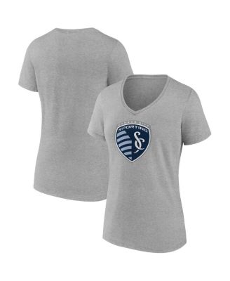 Fanatics - Women's Steel Sporting Kansas City Logo V-Neck T-Shirt