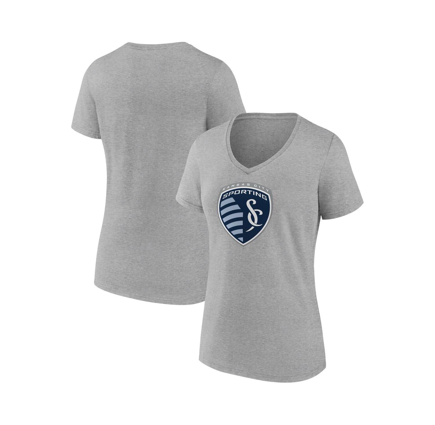 Women's Steel Sporting Kansas City Logo V-Neck T-Shirt
