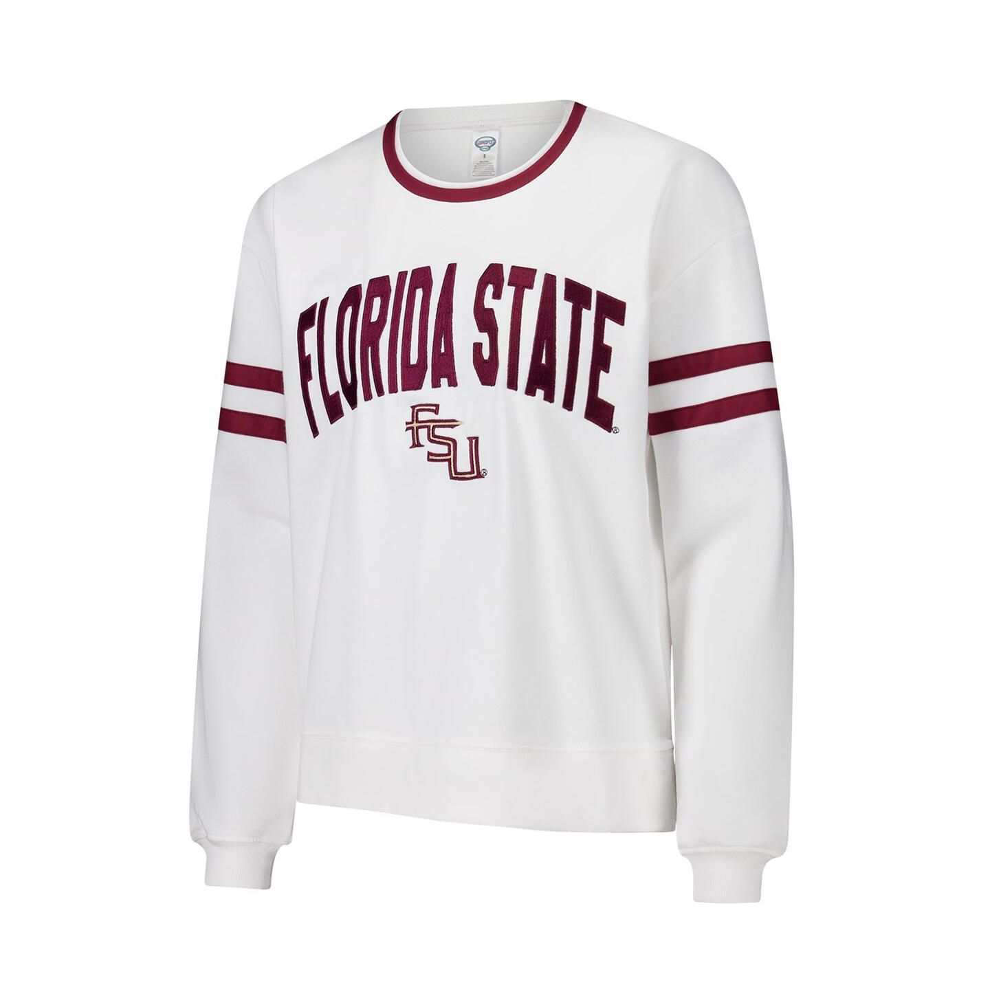 Женский топ Concepts Sport White Florida State Seminoles Borough French Terry Arch Over Long Sleeve — фото 2