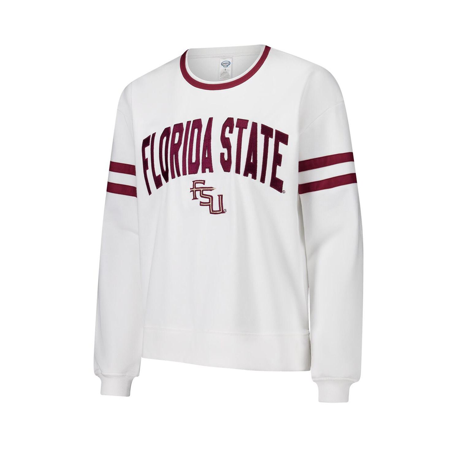 Women's White Florida State Seminoles Borough French Terry Arch Over Long Sleeve Top