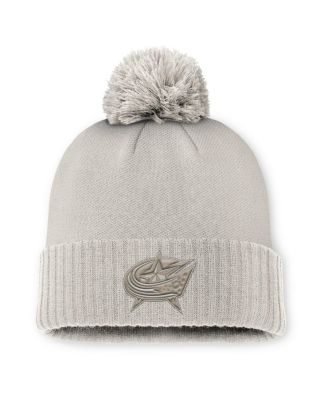 Fanatics - Men's Gray Columbus Blue Jackets Road 7 Cuffed with Pom Knit Hat