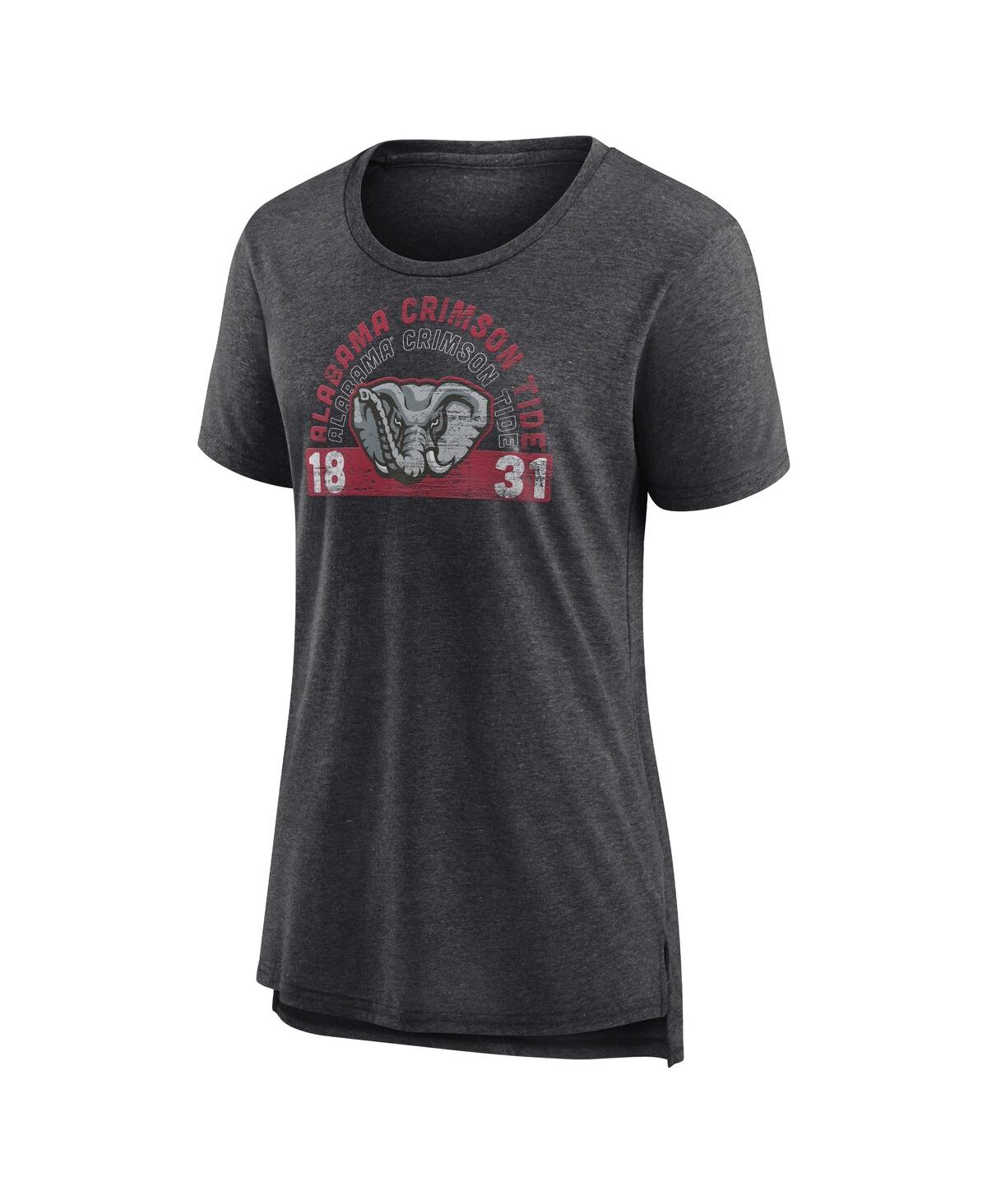 Fanatics Women's Heather Charcoal Alabama Crimson Tide Badge Fade Tri-blend T-shirt In Black