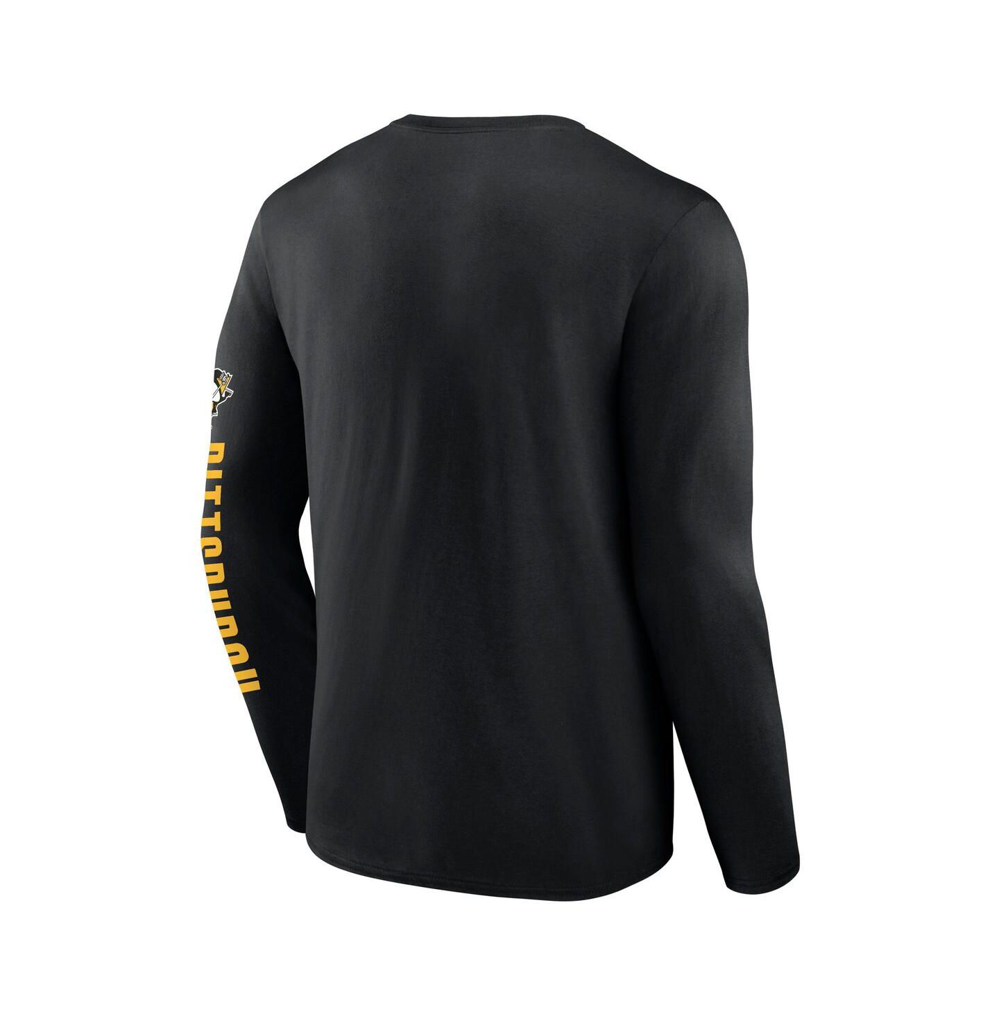 Мужская футболка Fanatics Black Pittsburgh Penguins Headline Long Sleeve — фото 3