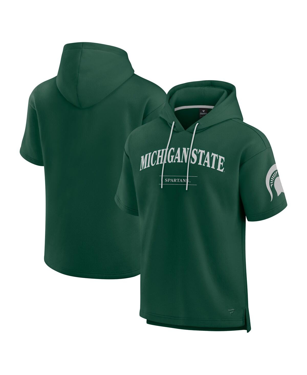 Men's Green Michigan State Spartans Ready Short Sleeve Pullover Hoodie - Green