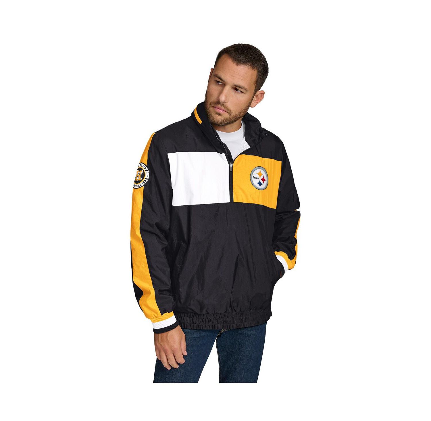 Men's Black Pittsburgh Steelers Gael Lightweight Half-Zip Hoodie