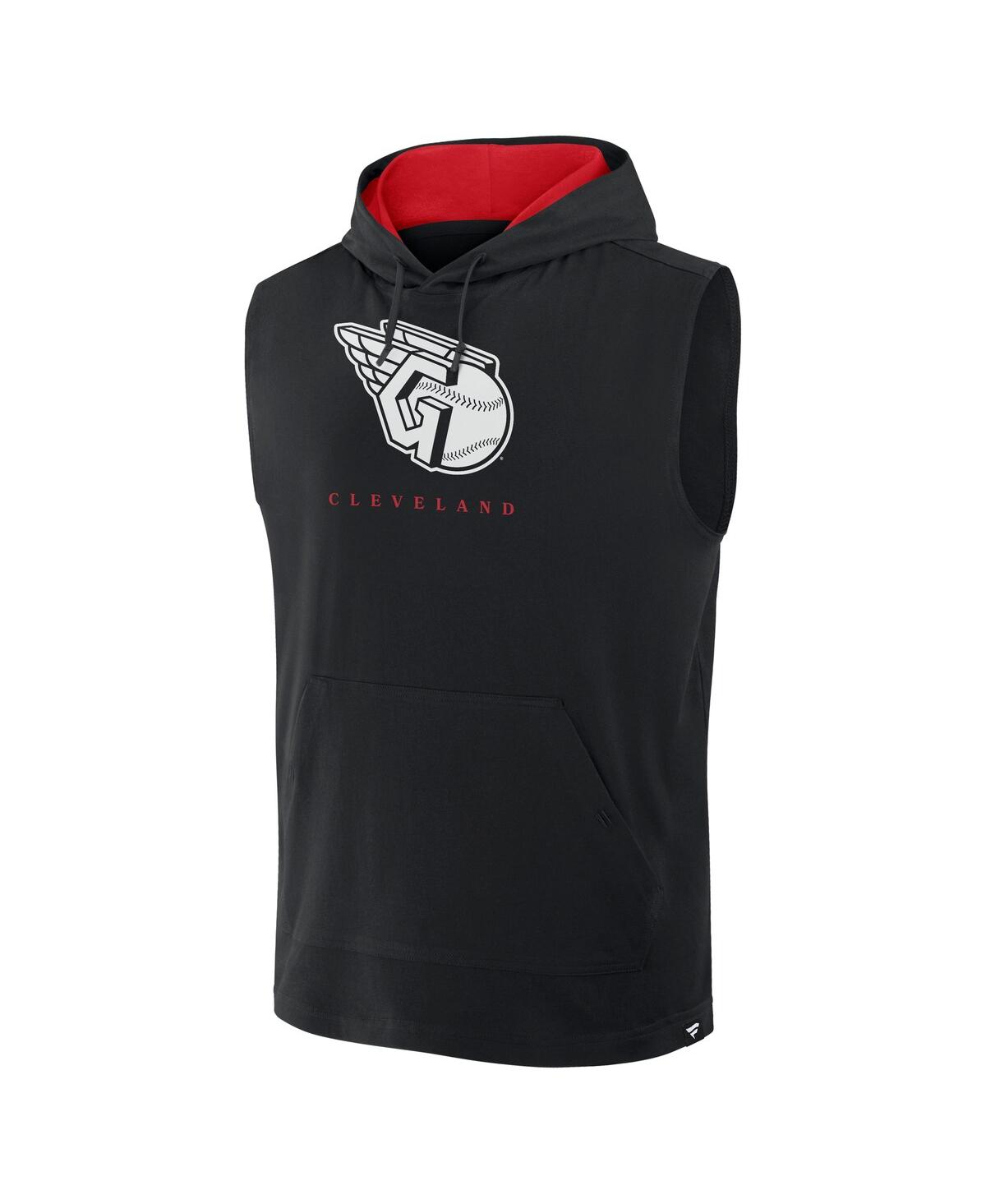 Fanatics Men's Black Cleveland Guardians Fire Speed Sleeveless Pullover Hoodie In Black