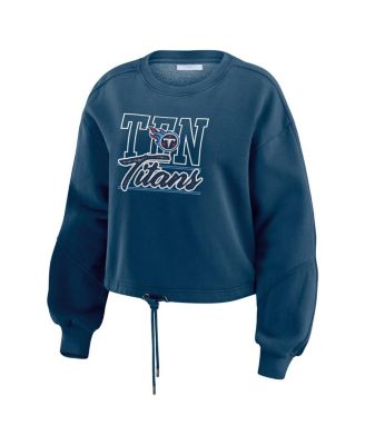 Women's 2-Pieces Navy Tennessee Titans Washed Fleece Long Sleeve T-Shirt and Shorts Lounge Set