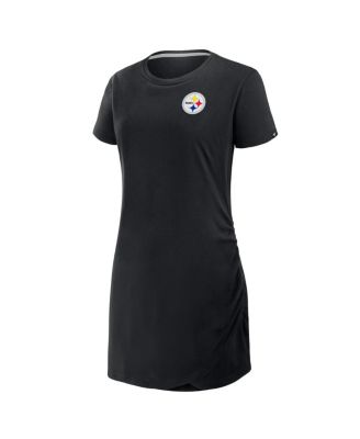 Women's Black Pittsburgh Steelers Ruched Drape T-Shirt Dress