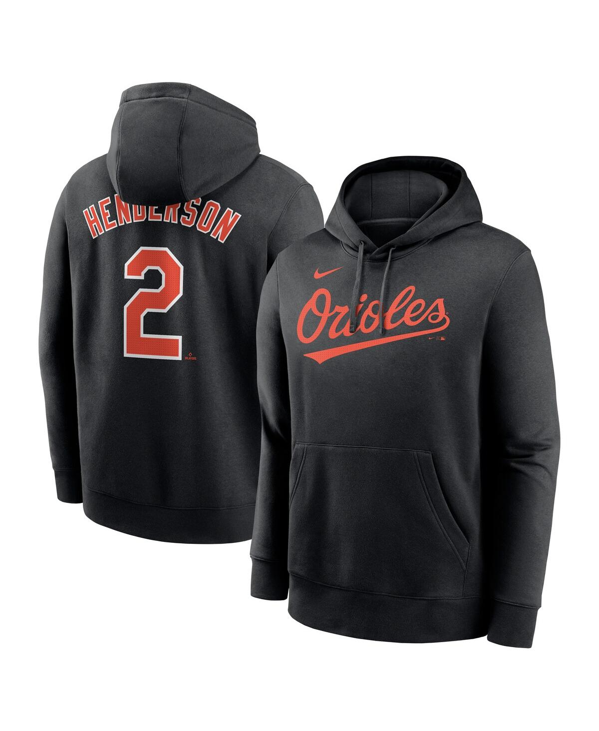 Nike Men's Gunnar Henderson Black Baltimore Orioles Player Name Number Club Fleece Pullover Hoodie - Black