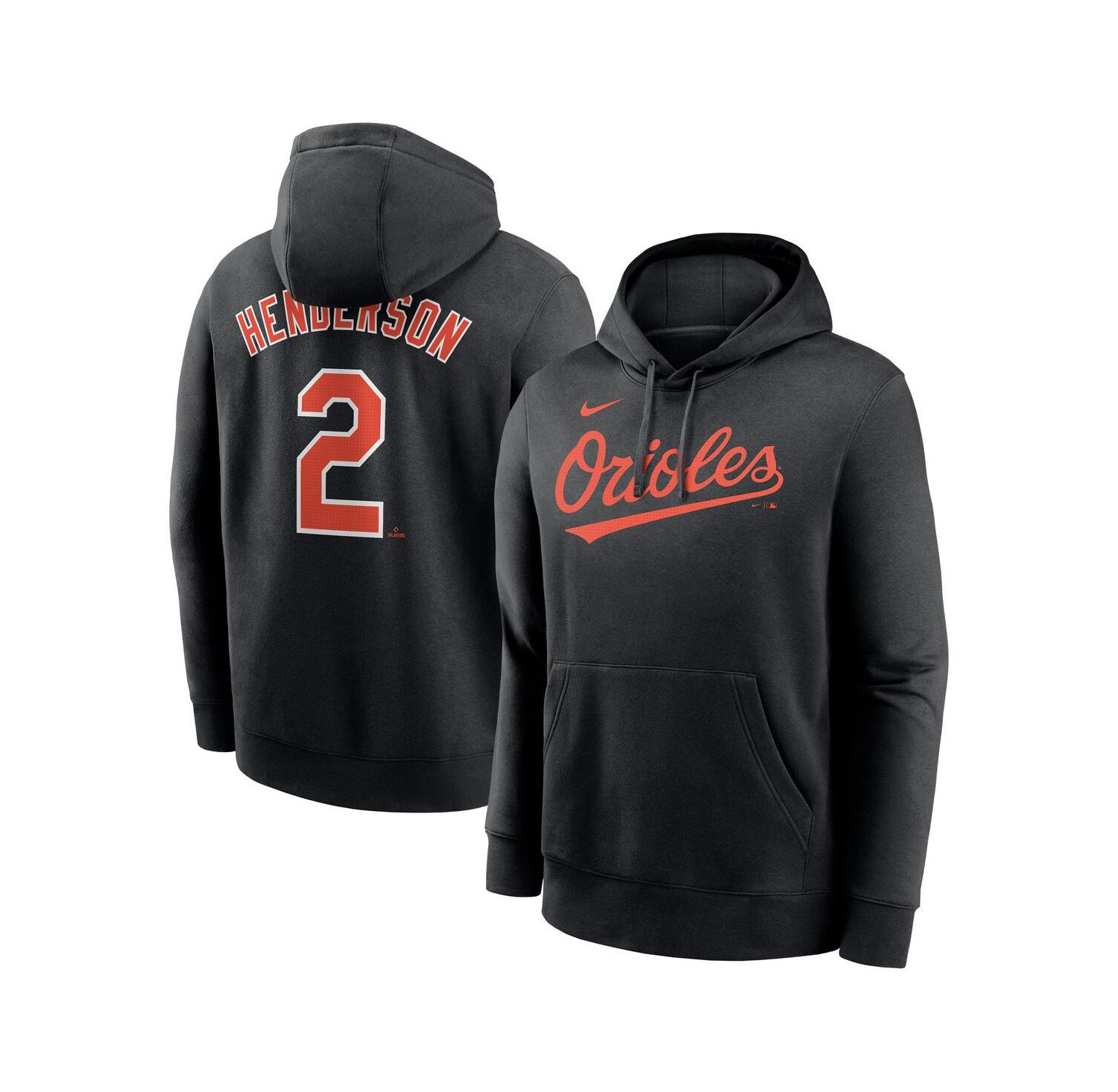 Men's Gunnar Henderson Black Baltimore Orioles Player Name & Number Club Fleece Pullover Hoodie