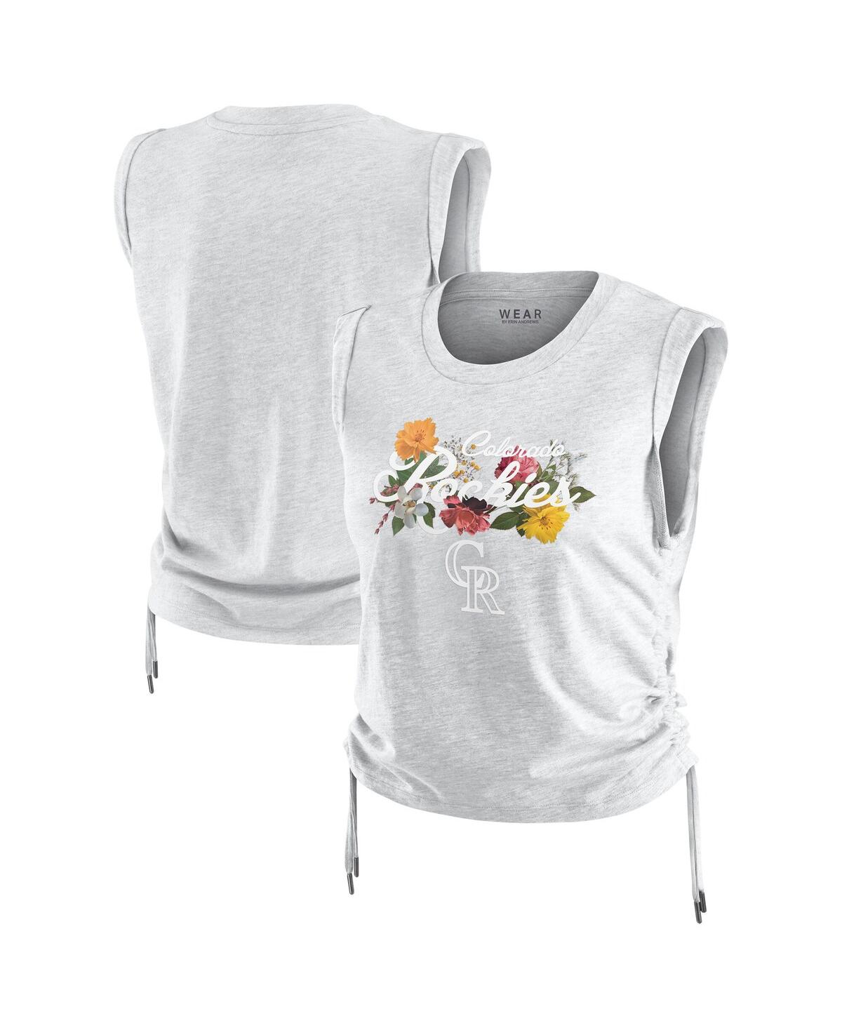 Women's Heather Gray Colorado Rockies Cinched Tank Top - Heather Gray