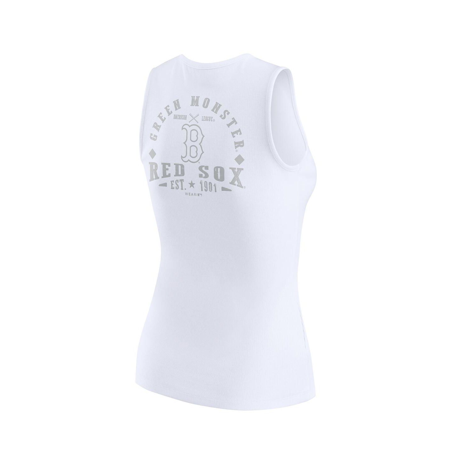 Женский топ WEAR by Erin Andrews White Boston Red Sox Rib-Knit Henley — фото 3