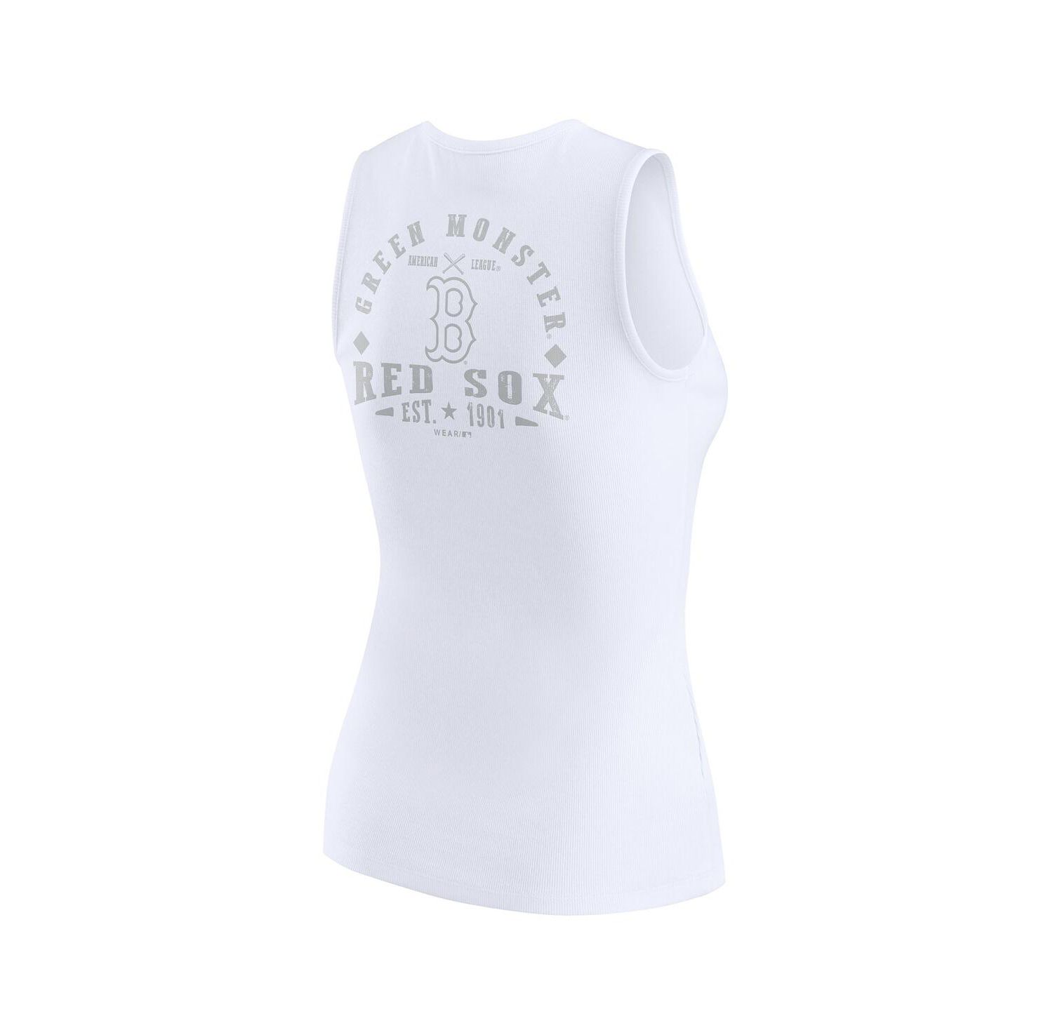Women's White Boston Red Sox Rib-Knit Henley Tank Top