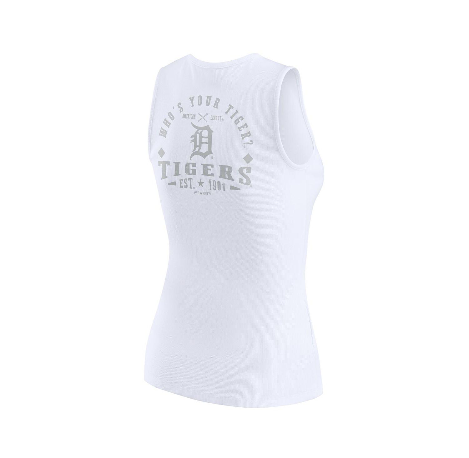 Women's White Detroit Tigers Rib-Knit Henley Tank Top