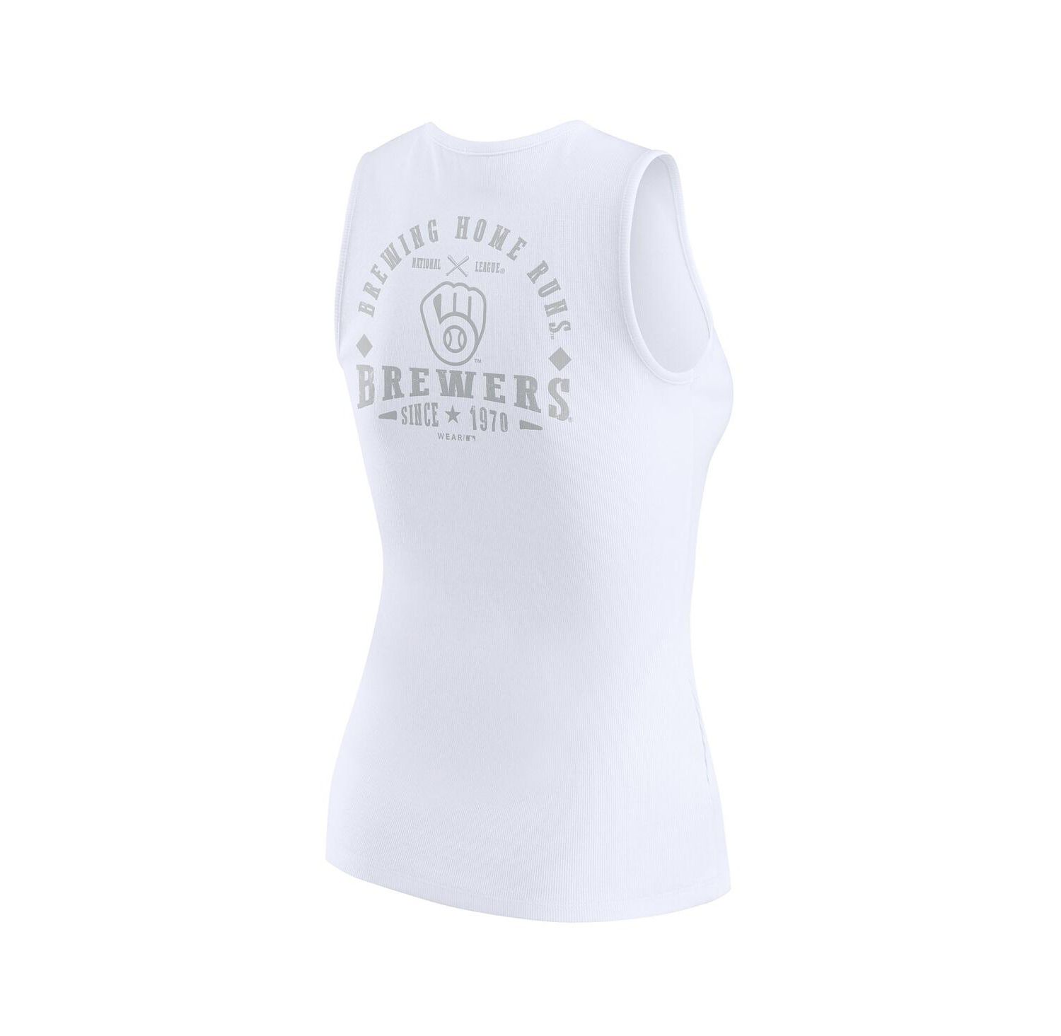 Women's White Milwaukee Brewers Rib-Knit Henley Tank Top
