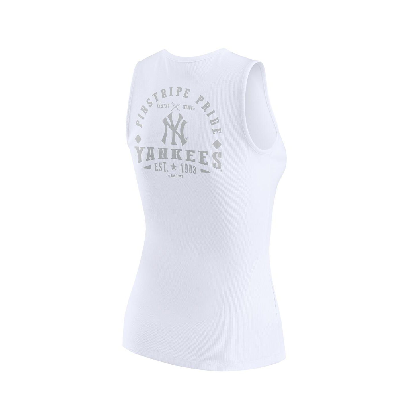 Женский топ WEAR by Erin Andrews White New York Yankees Rib-Knit Henley — фото 3