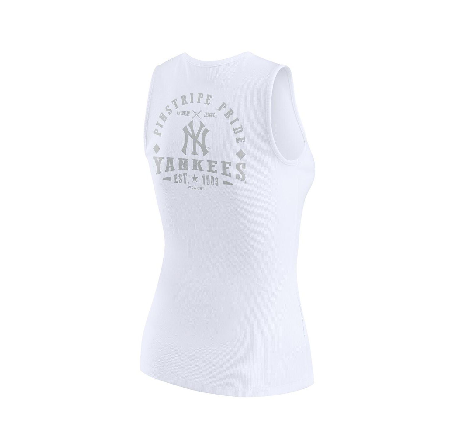 Women's White New York Yankees Rib-Knit Henley Tank Top