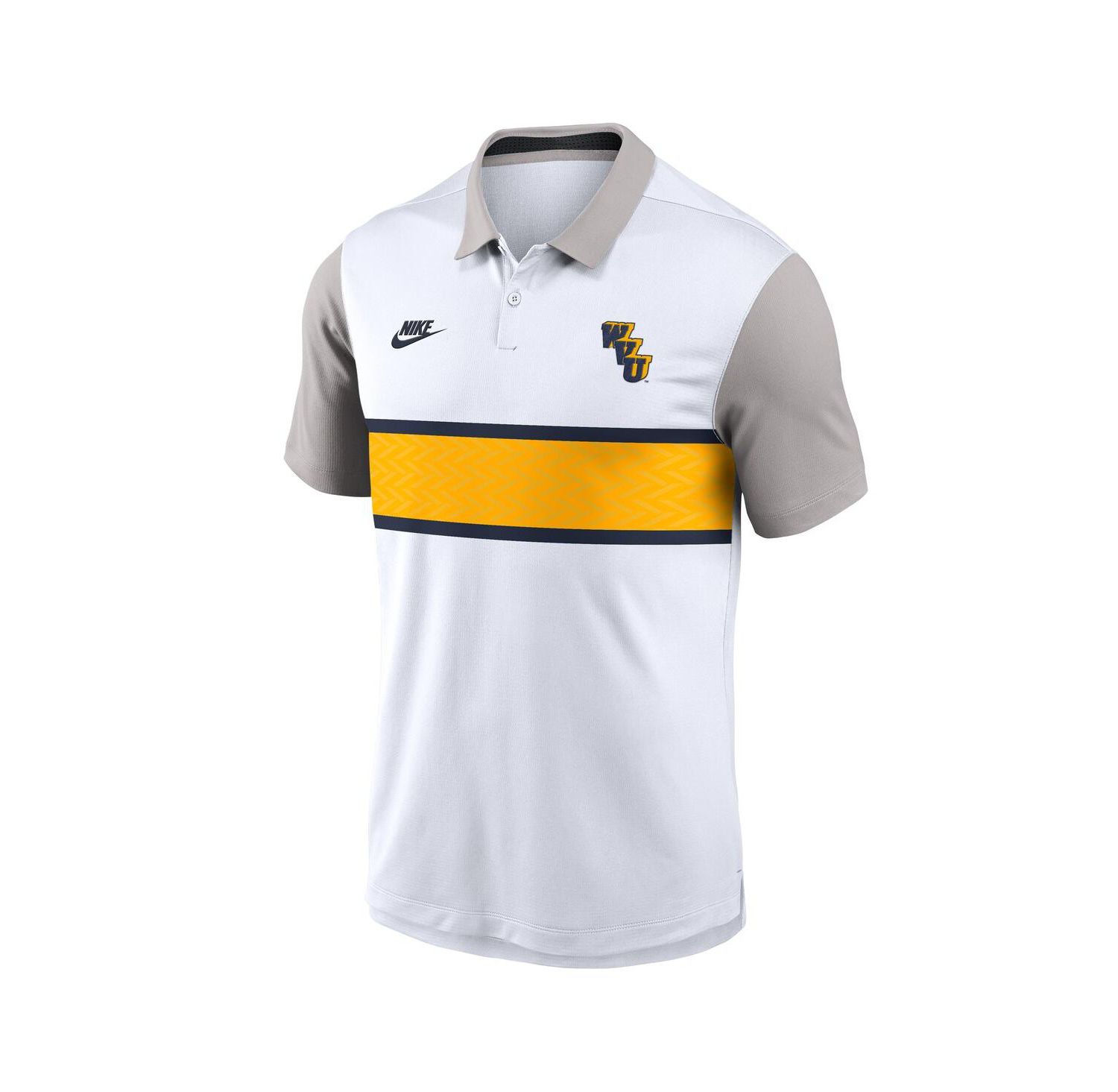 Men's White/Gray West Virginia Mountaineers Athletic Prep Legacy Logo Vapor Performance Polo Shirt