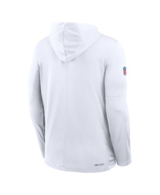 Men's White Minnesota Vikings Sideline Pure Fury Performance Long Sleeve Hoodie T-Shirt