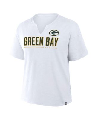 Women's White Green Bay Packers Redzone Slub Boxy T-Shirt
