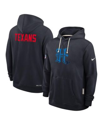 Men's Navy Houston Texans Sideline Offensive Set Play Performance Pullover Hoodie