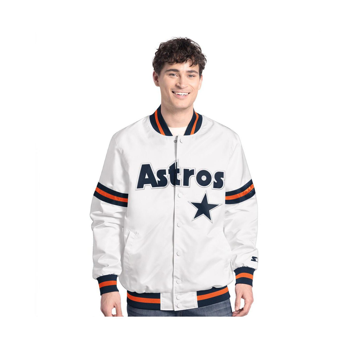 Men's White Houston Astros Cooperstown Scout Full-Snap Varsity Jacket