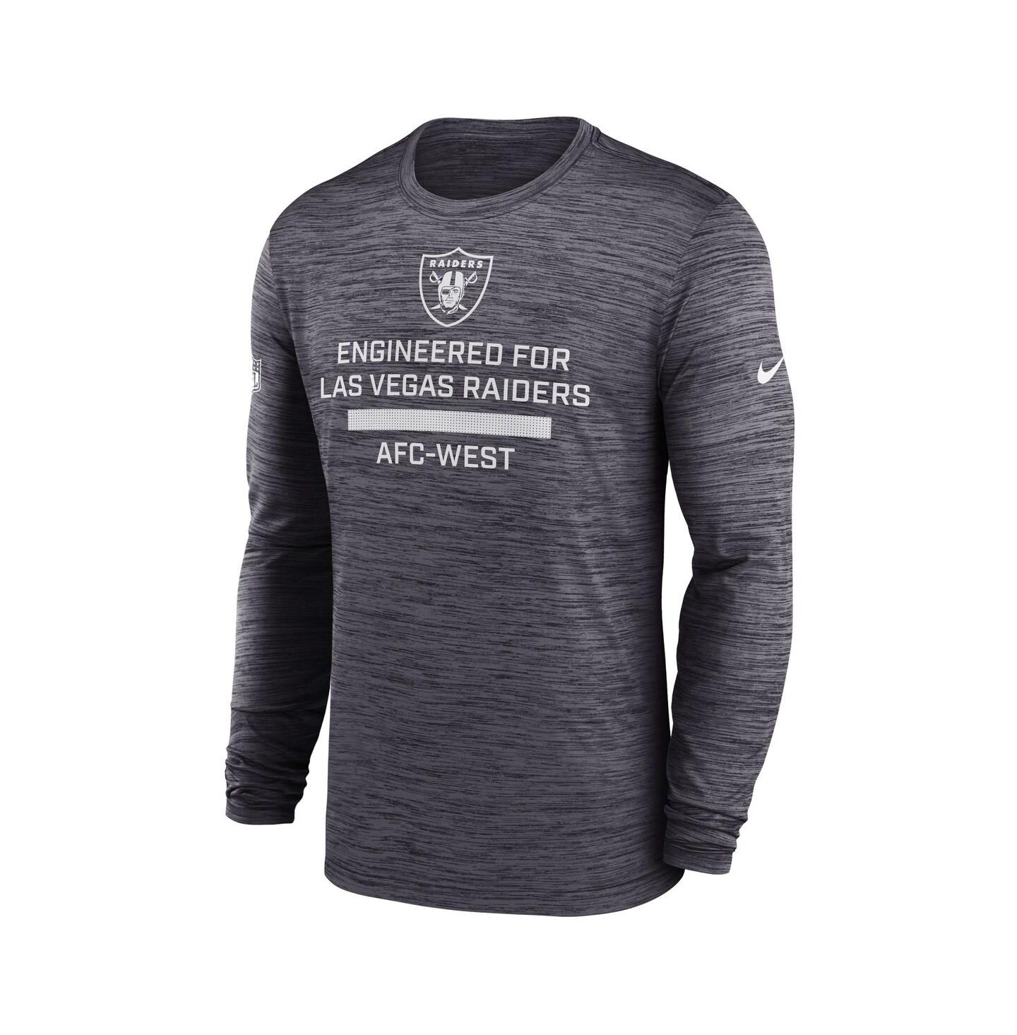 Мужская футболка Nike Black Las Vegas Raiders Sideline Velocity Performance Long Sleeve — фото 2