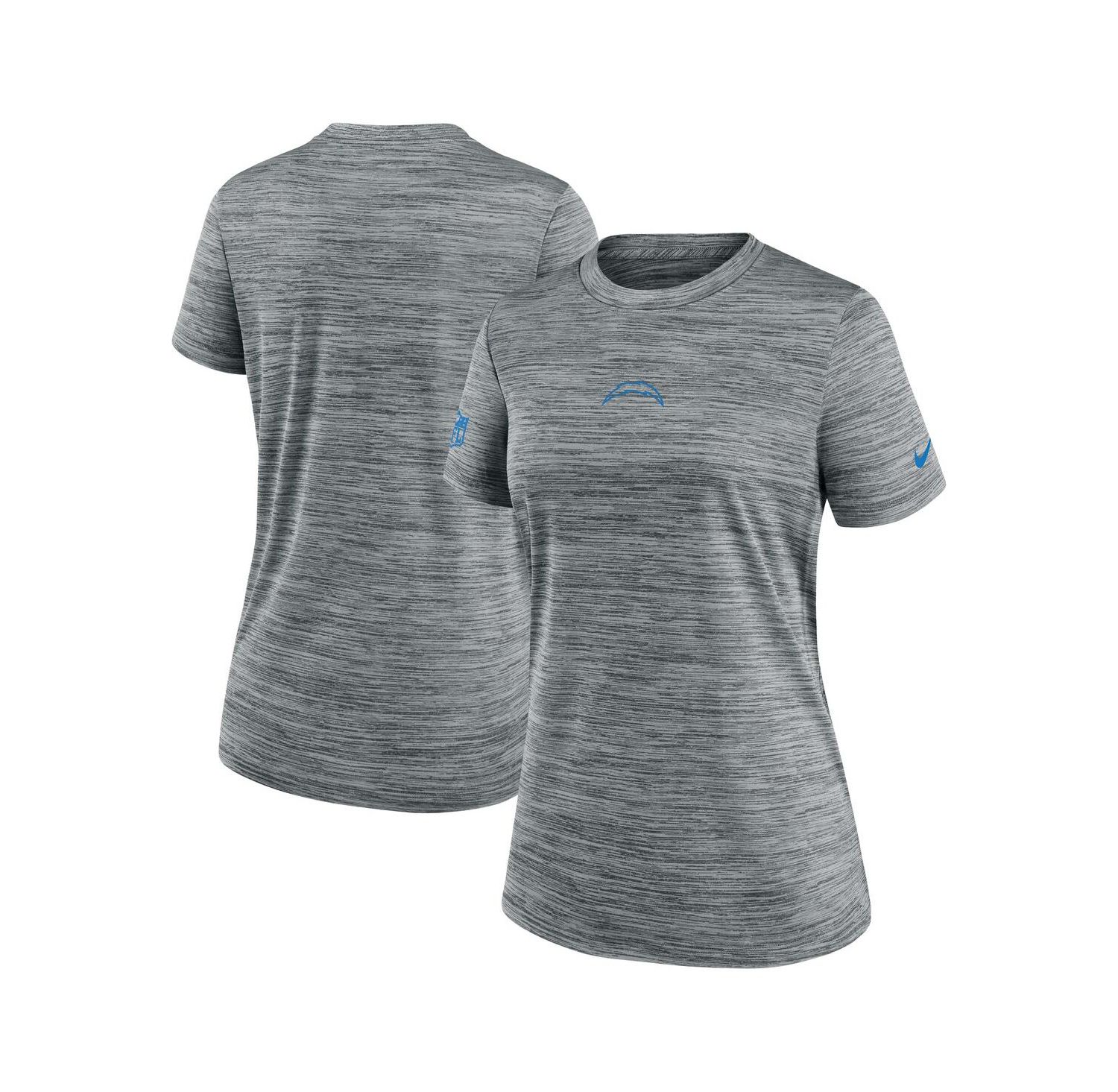 Women's Gray Los Angeles Chargers Sideline Velocity Performance T-Shirt
