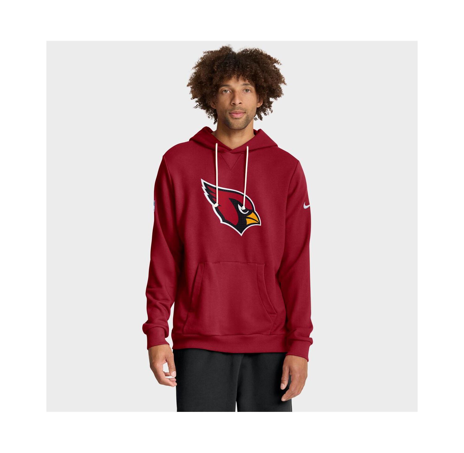 Men's Cardinal Arizona Cardinals Sideline Initial Home Performance Pullover Hoodie