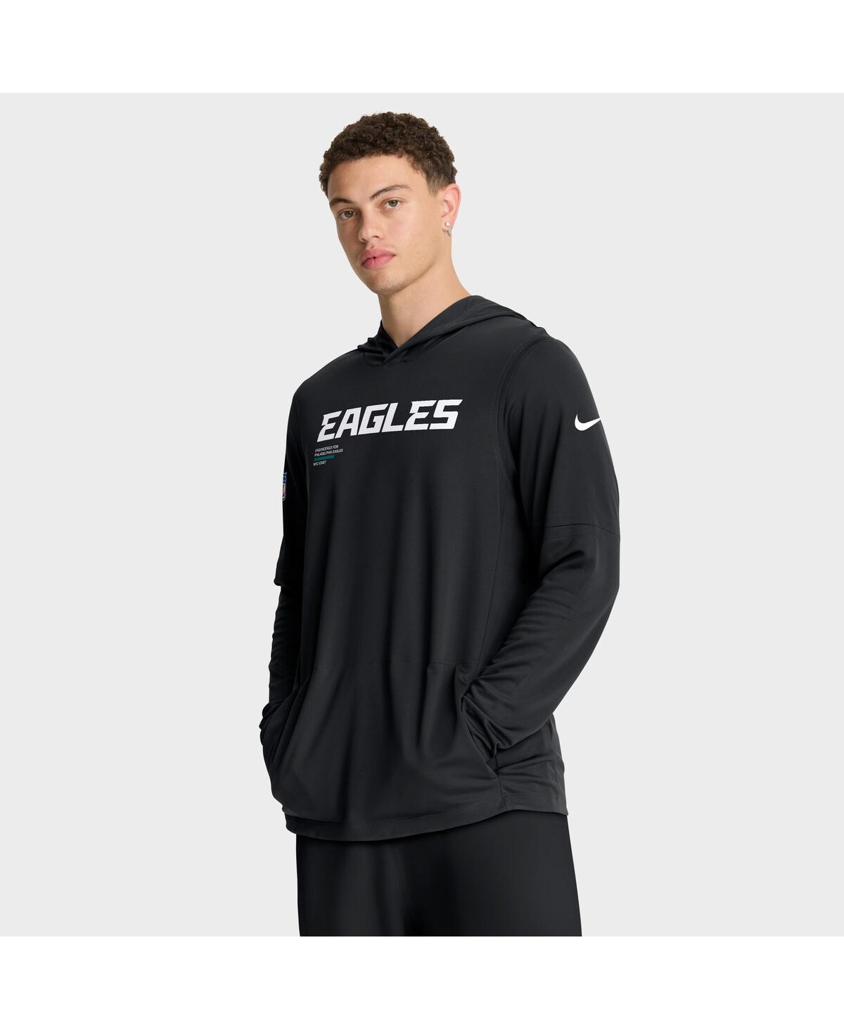 Nike Black Philadelphia Eagles Sideline Pure Fury Performance Long Sleeve Hoodie T-shirt In Black
