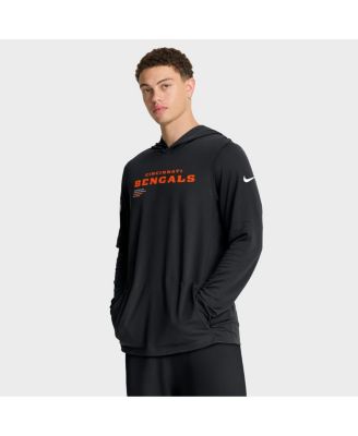 Nike - Men's Black Cincinnati Bengals Sideline Pure Fury Performance Long Sleeve Hoodie T-Shirt