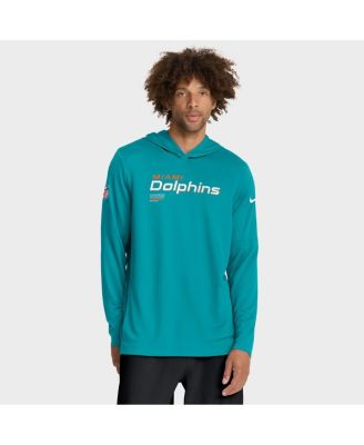 Nike - Men's Aqua Miami Dolphins Sideline Pure Fury Performance Long Sleeve Hoodie T-Shirt