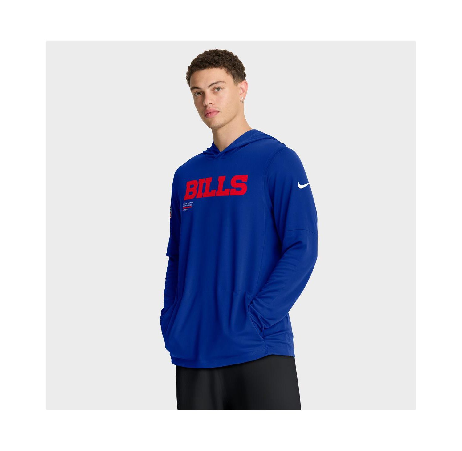 Men's Royal Buffalo Bills Sideline Pure Fury Performance Long Sleeve Hoodie T-Shirt