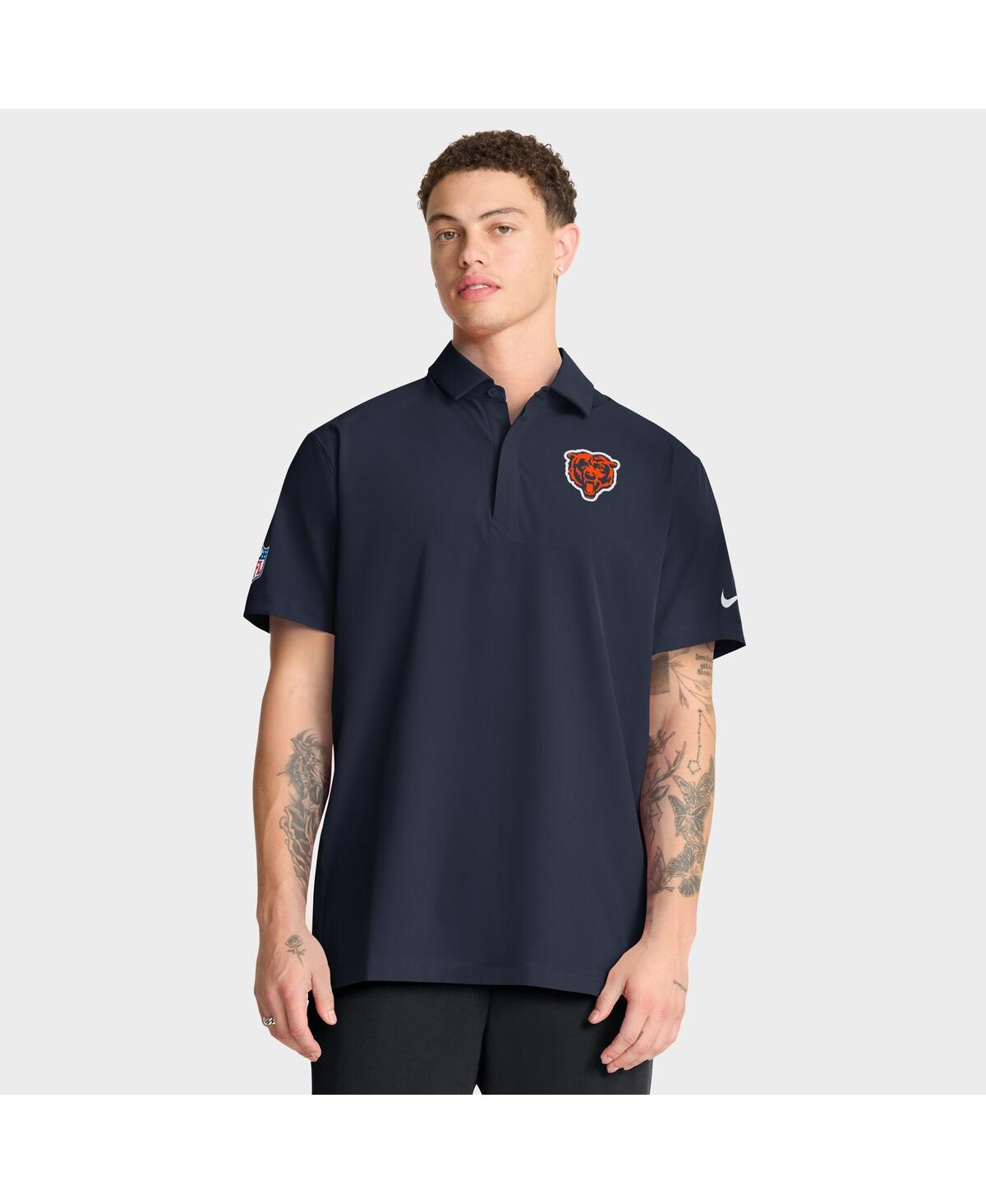 Nike Navy Chicago Bears Sideline City Pride Woven Performance Polo In Black