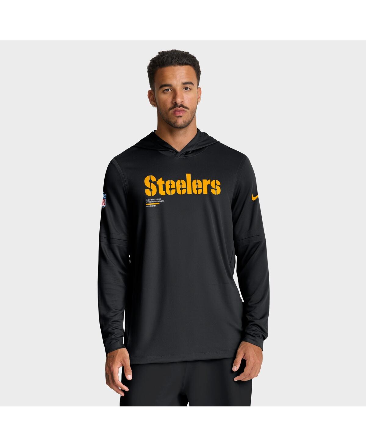 Nike Black Pittsburgh Steelers Sideline Pure Fury Performance Long Sleeve Hoodie T-shirt In Black