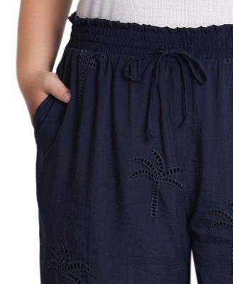 Plus Size Pull On Pants with Embroidery