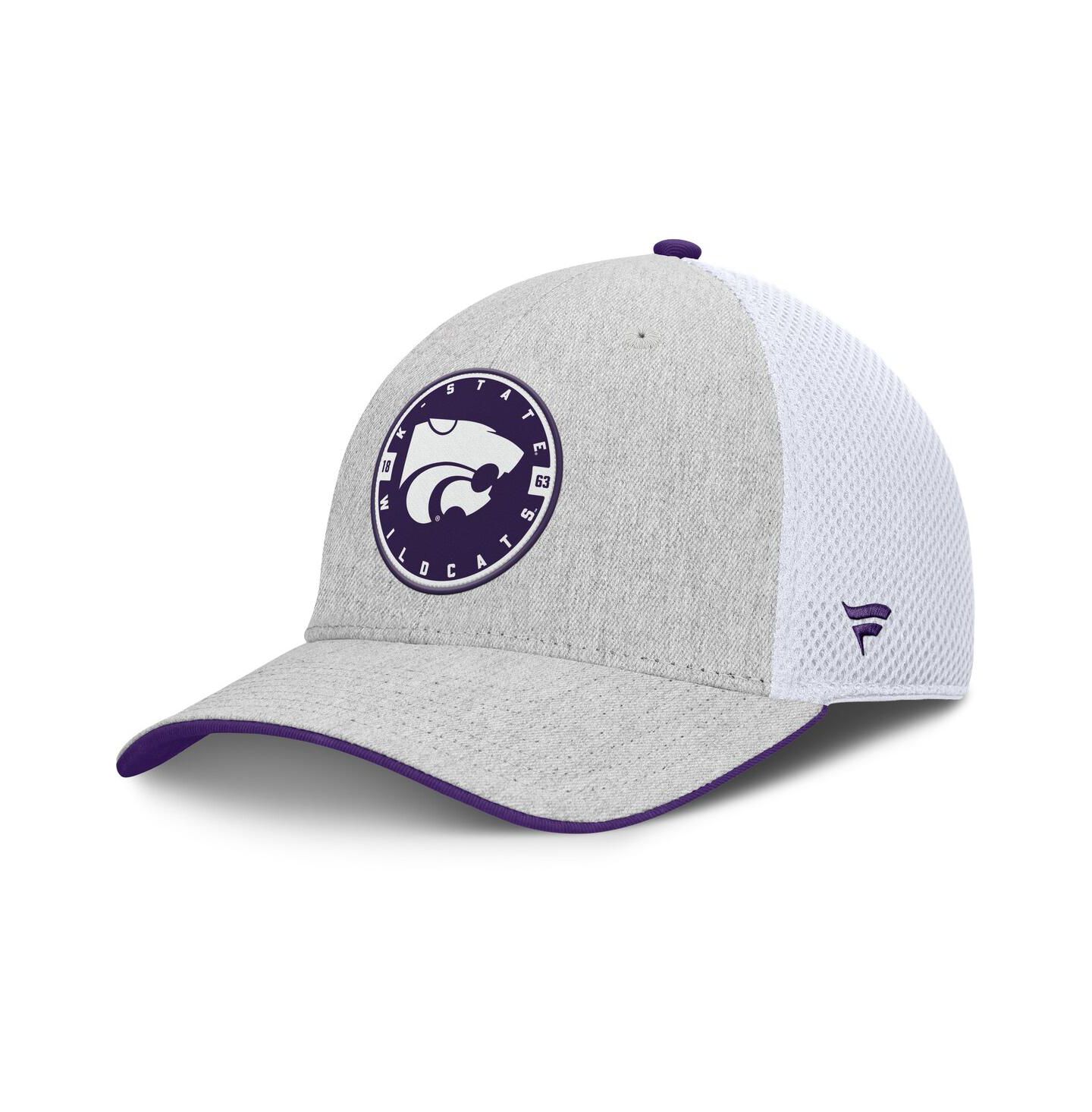 Мужская кепка Fanatics Heather Gray/White Kansas State Wildcats Trigger Flex Hat — фото 1
