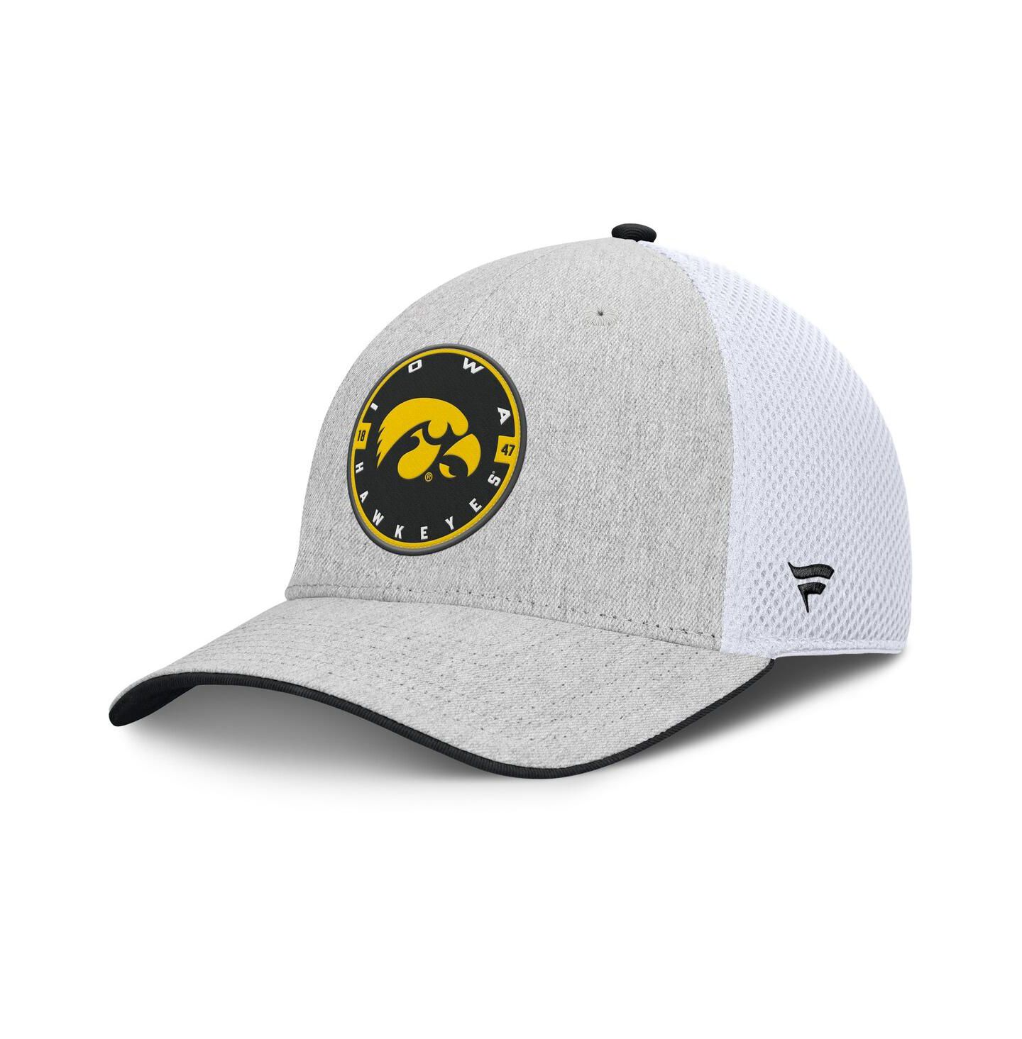 Мужская кепка Fanatics Heather Gray/White Iowa Hawkeyes Trigger Flex Hat — фото 1
